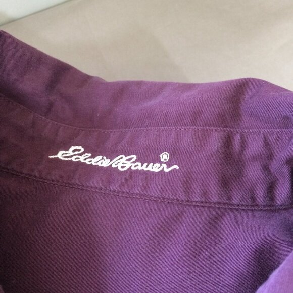 Lot 2 Mens Casual Button Down Shirts Eddie Bauer Old Navy Maroon Blue Medium - Picture 5 of 8